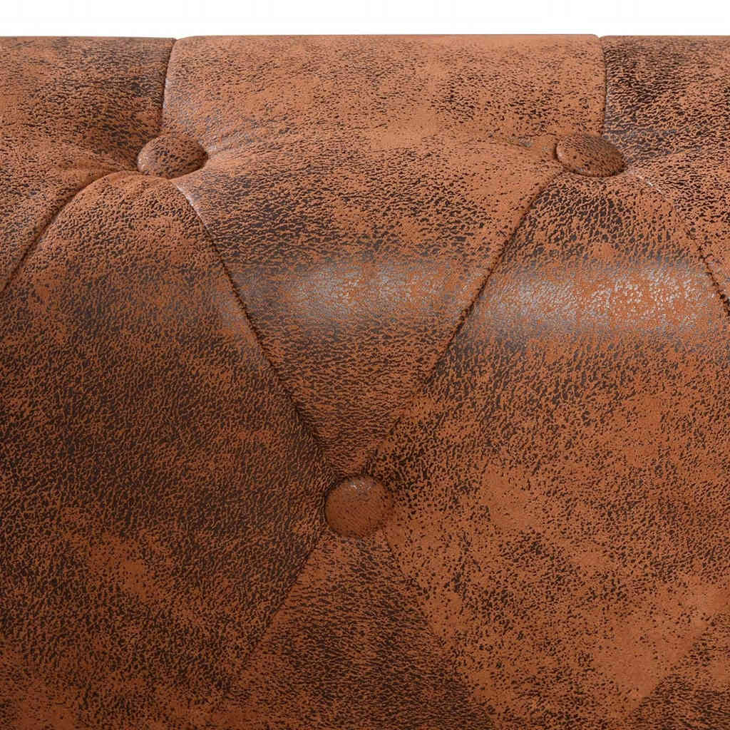 Chesterfield Kutna Garnitura 6 Sjedala od Umjetne kože Smeđa