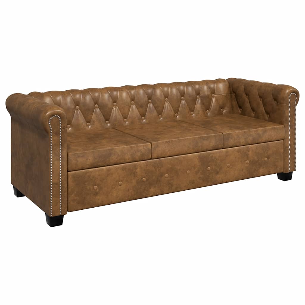 Trosjed Chesterfield od umjetne kože smeđi