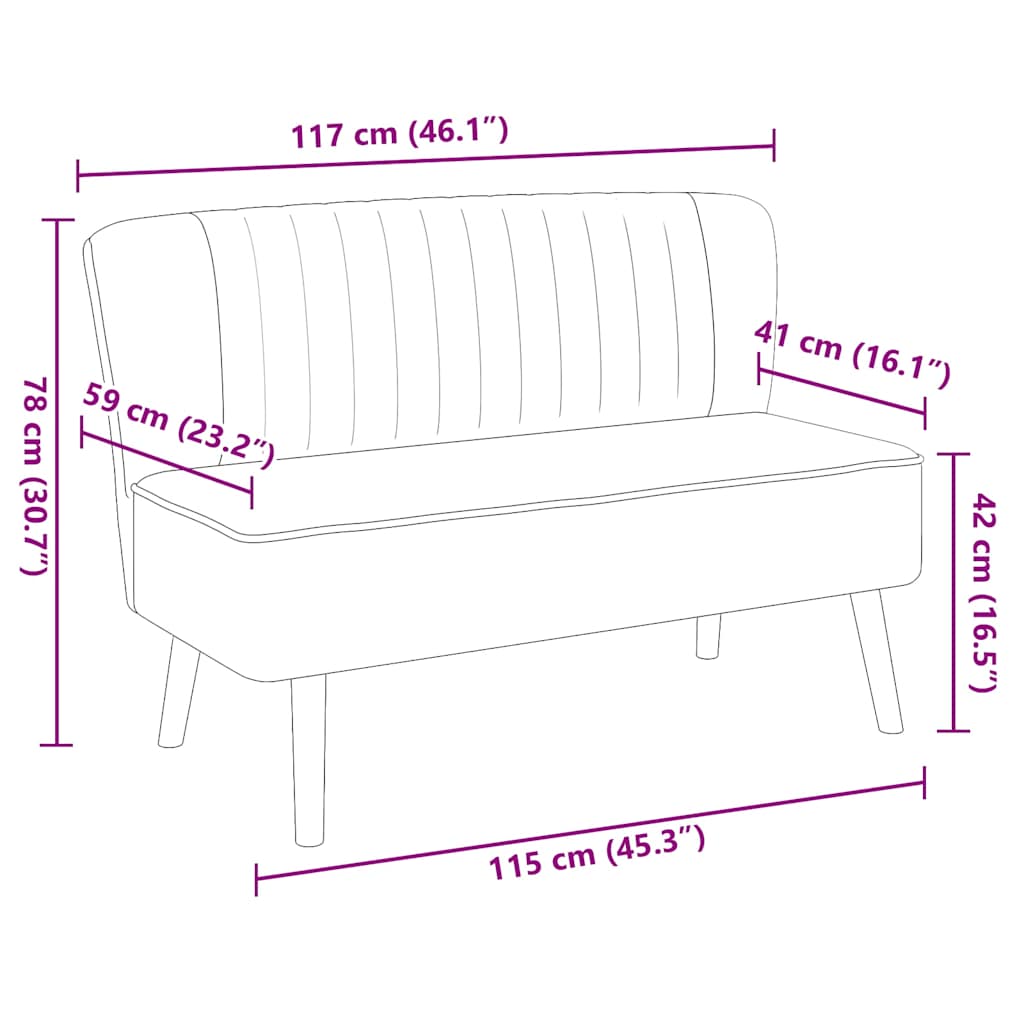 Sofa 117x55,5x77 cm Tkanina Tamno Siva
