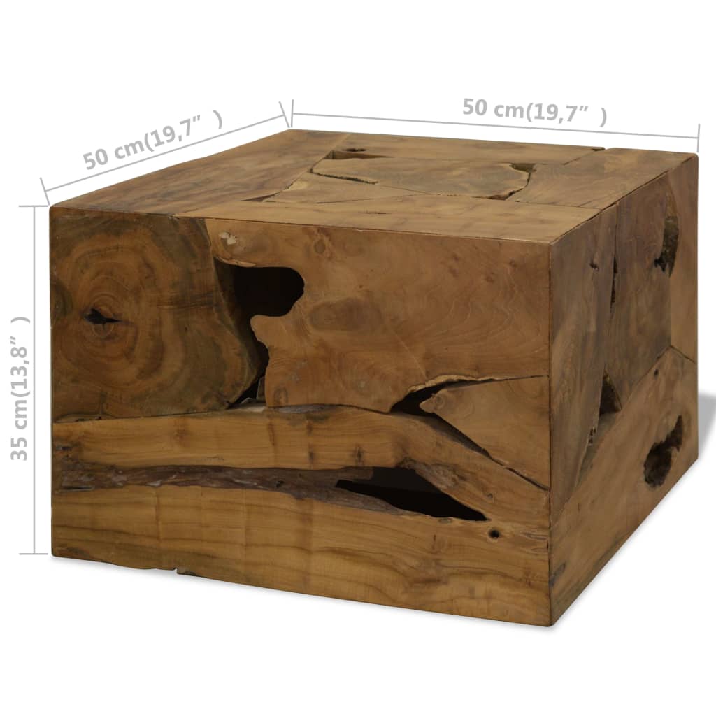 Stolić za kavu od prave tikovine 50 x 50 x 35 cm smeđi