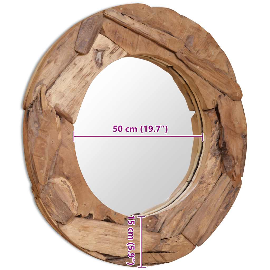 Ukrasno Ogledalo od Tikovine 80 cm Okruglo