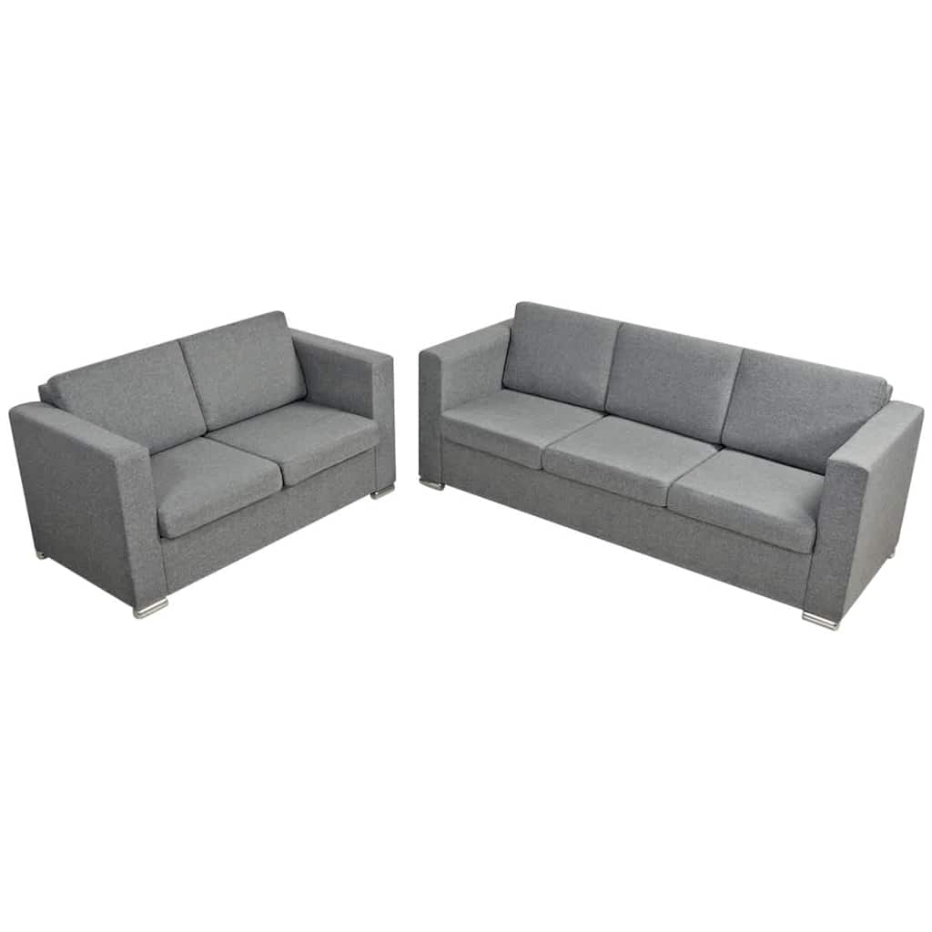 Dvodijelni set sofa od tkanine svijetlosivi