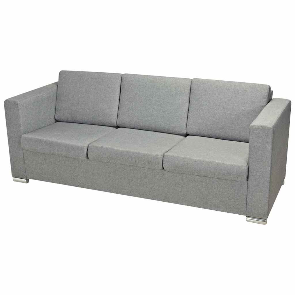 Trodijelni set sofa od tkanine svijetlosivi