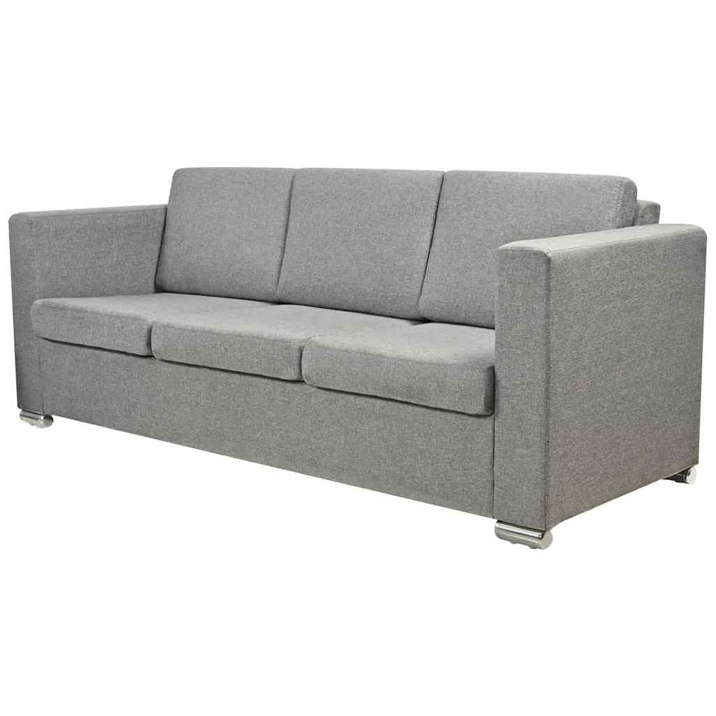 Trodijelni set sofa od tkanine svijetlosivi