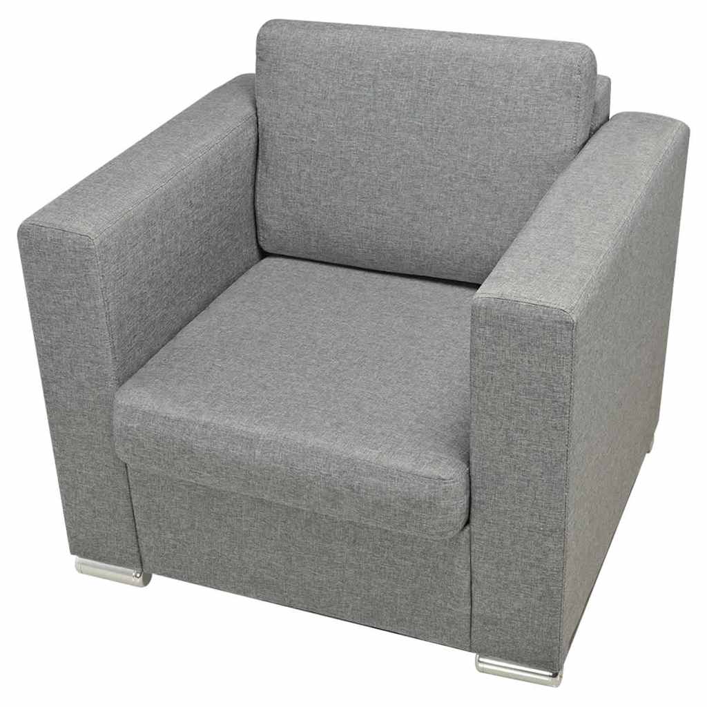 Trodijelni set sofa od tkanine svijetlosivi