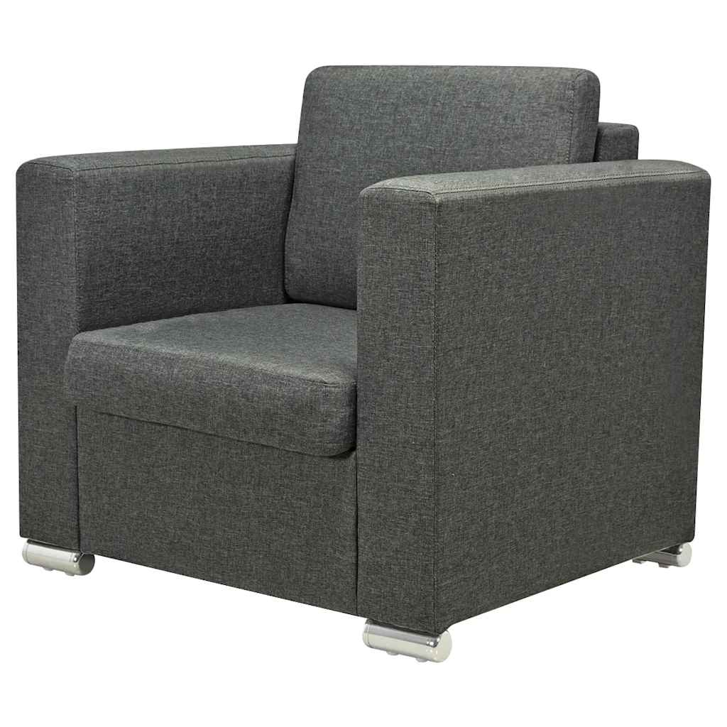 Trodijelni set sofa od tkanina tamnosivi