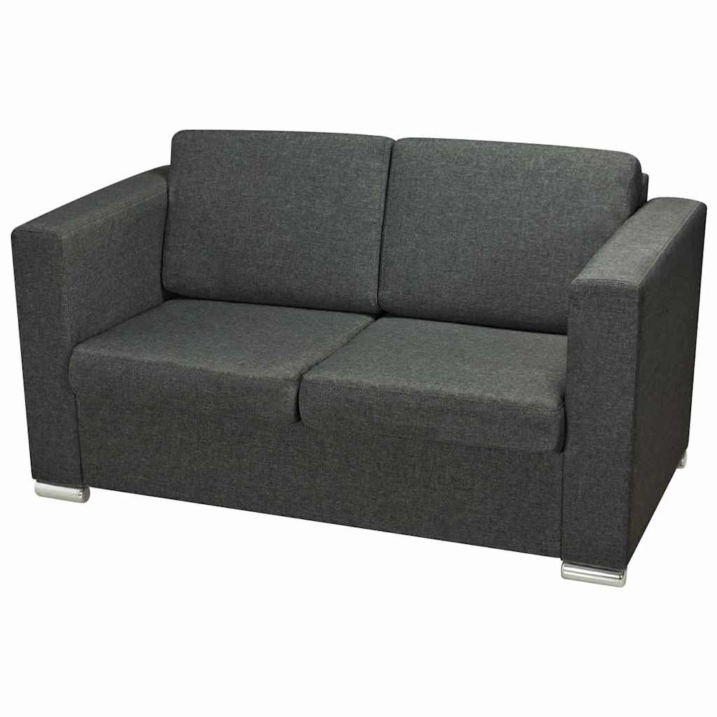Trodijelni set sofa od tkanina tamnosivi