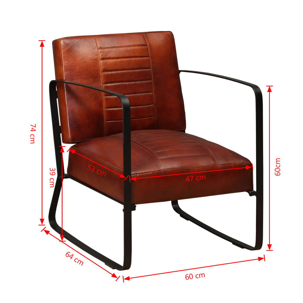 Lounge stolica od prave kože smeđa