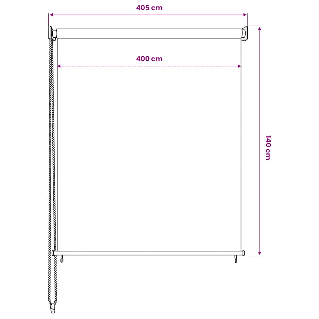 Vanjska rolo zavjesa 405 (Š) x 140 (V) cm Bijela