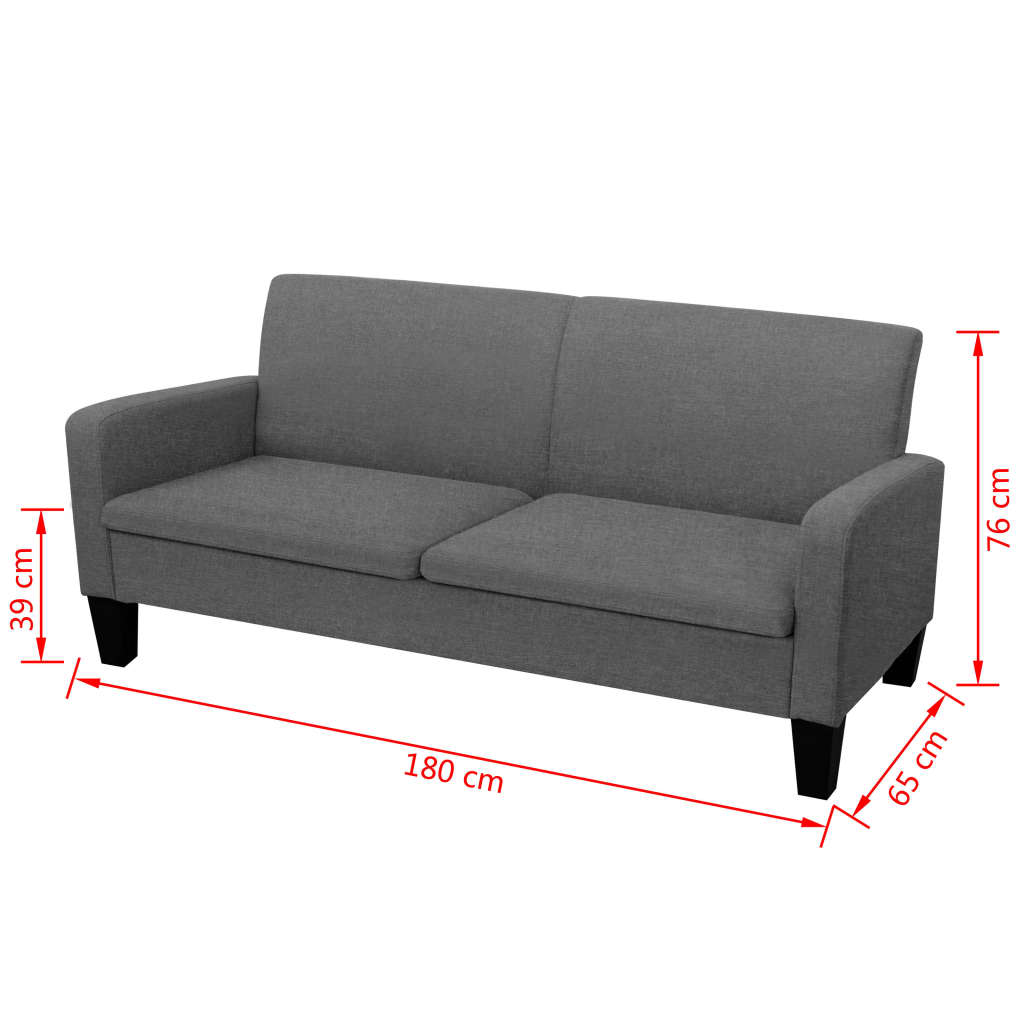 Kauč trosjed 180x65x76 cm tamno sivi