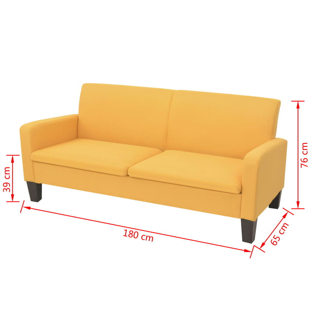 Kauč trosjed 180x65x76 cm žuti