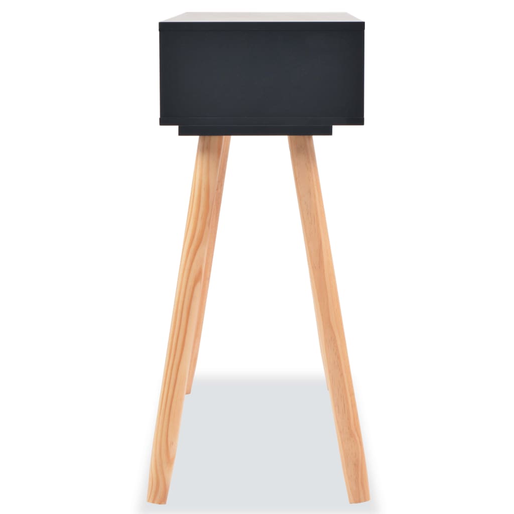 Konzolni Stol od Masivne Borovine 80x30x72 cm Crni