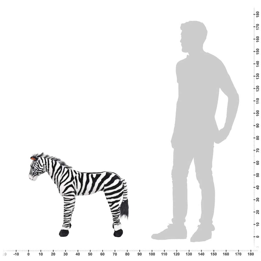Samostojeća plišana zebra crno-bijela XXL