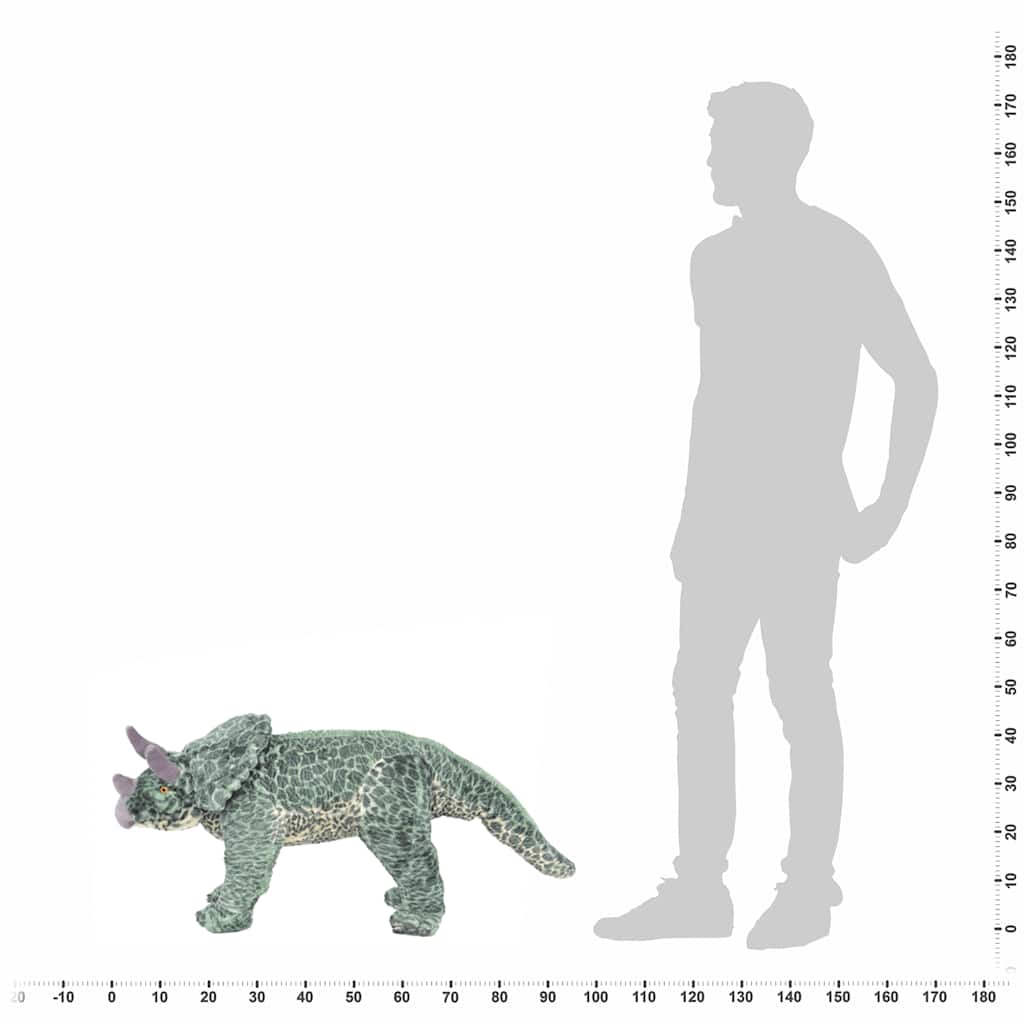 Samostojeći plišani dinosaur triceratops zeleni XXL
