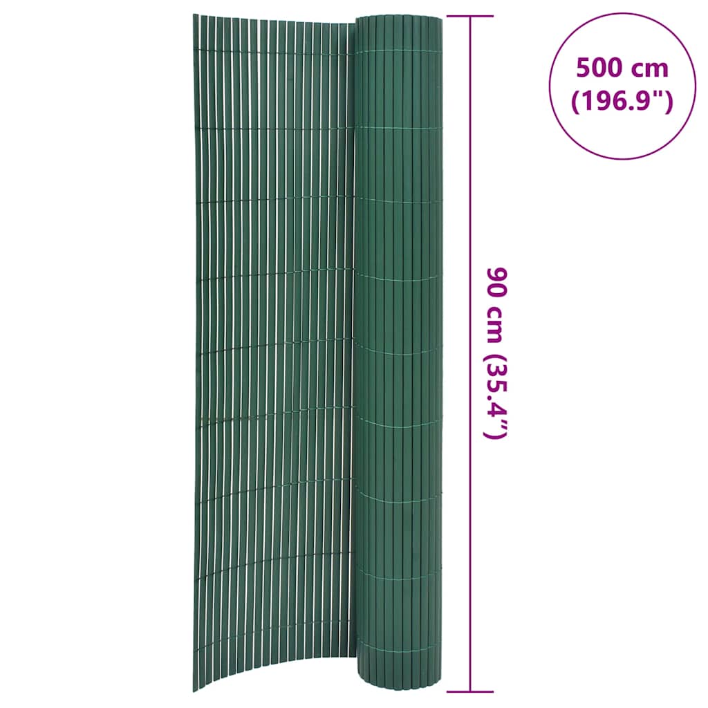 Dvostrana vrtna ograda PVC 90 x 500 cm zelena