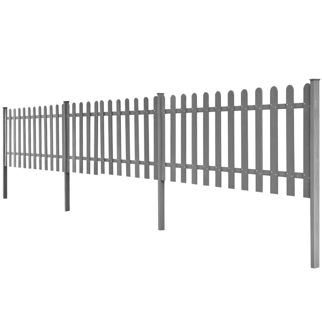 Ograda od kolaca sa stupovima 3 kom WPC 600 x 60 cm