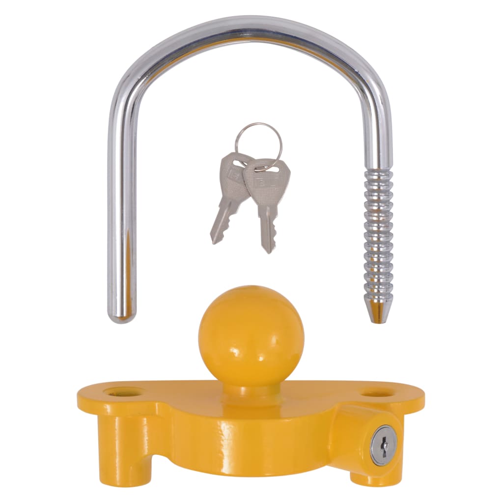 Lokot za prikolicu s 2 ključa od legure čelika i aluminija žuti