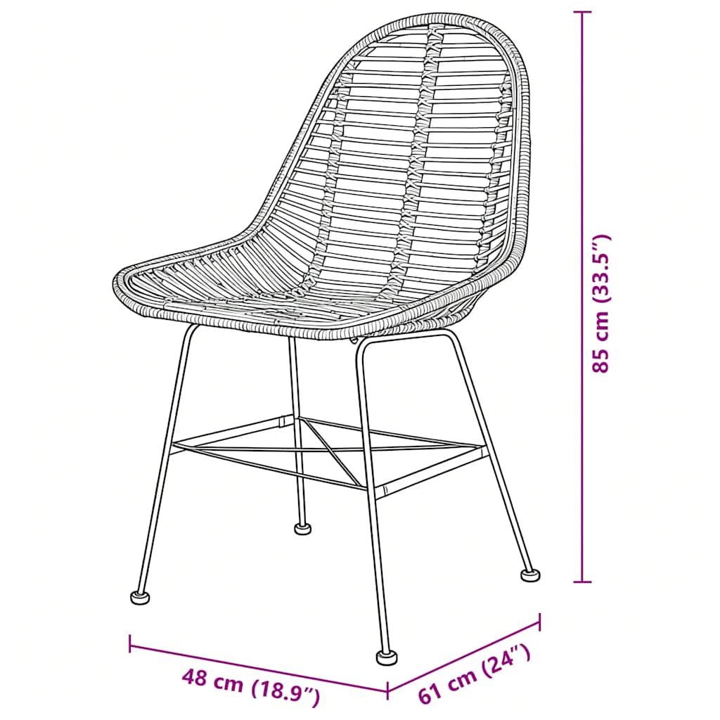 Blagovaonske Stolice 2 kom Prirodni Ratan