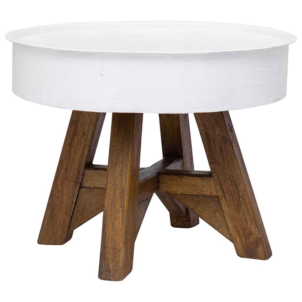 Stolić za kavu od masivnog obnovljenog drva 60 x 45 cm bijeli