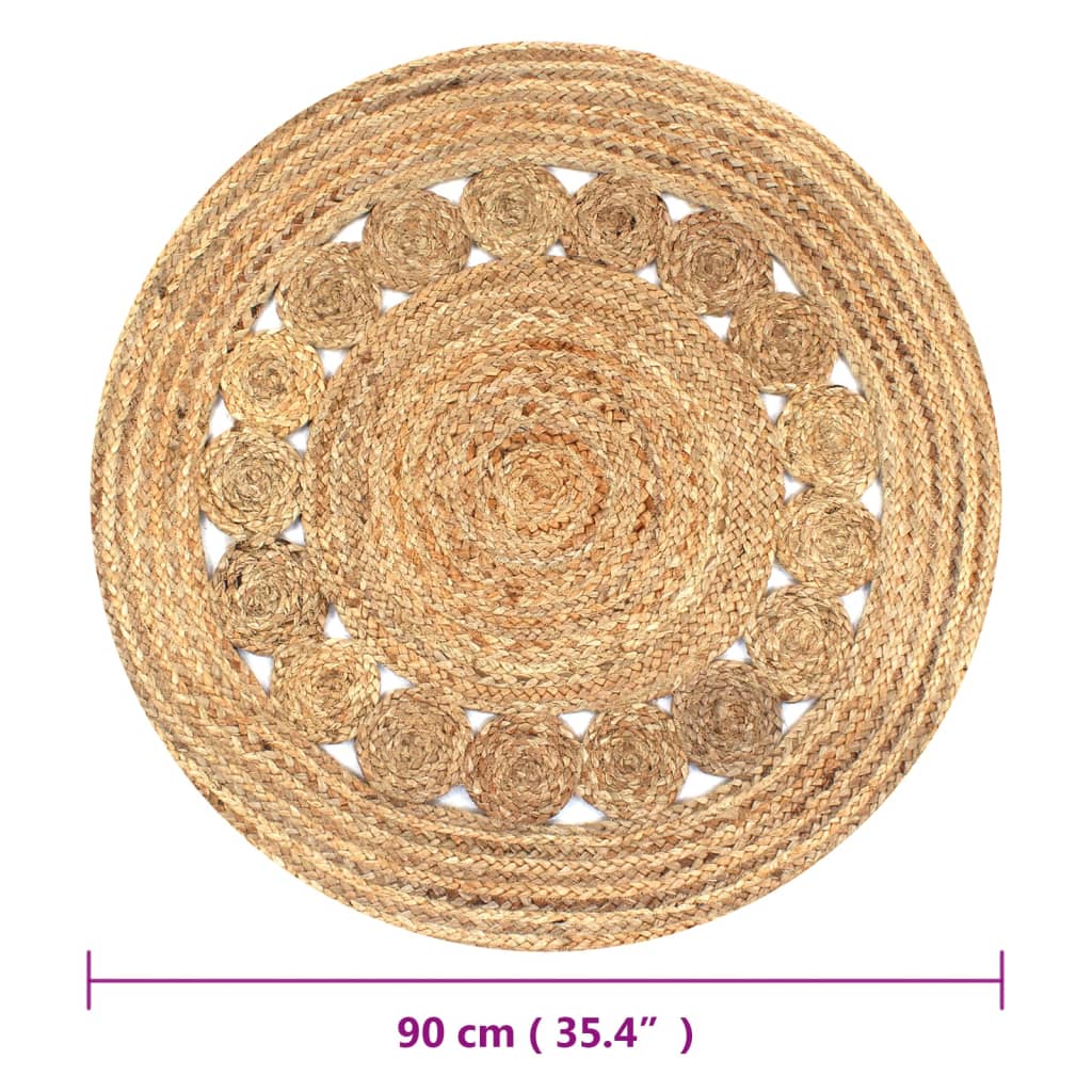 Ukrasni pleteni tepih od jute 90 cm okrugli