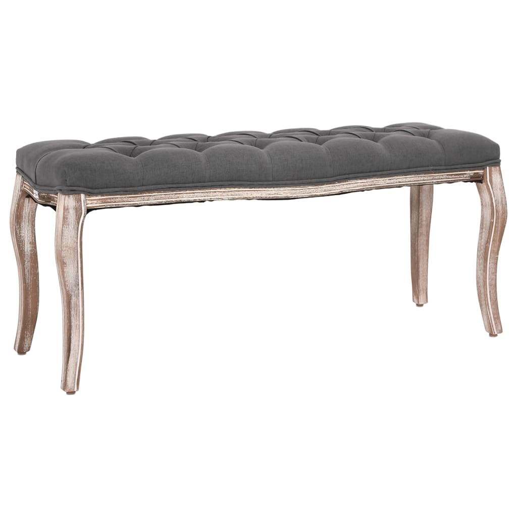 Klupa od tkanine i masivnog drva 110 x 38 x 48 cm tamnosiva