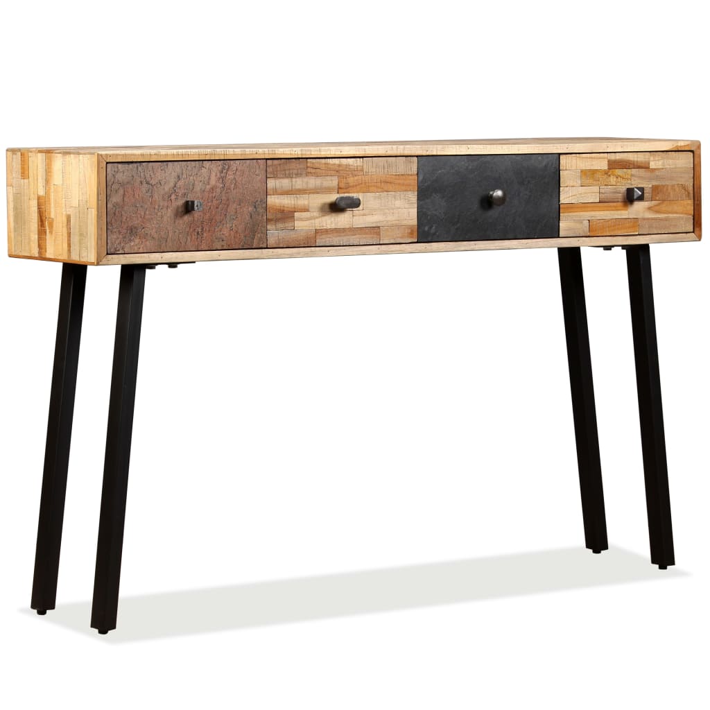Konzolni Stol od Masivne Obnovljene Tikovine 120x30x76 cm