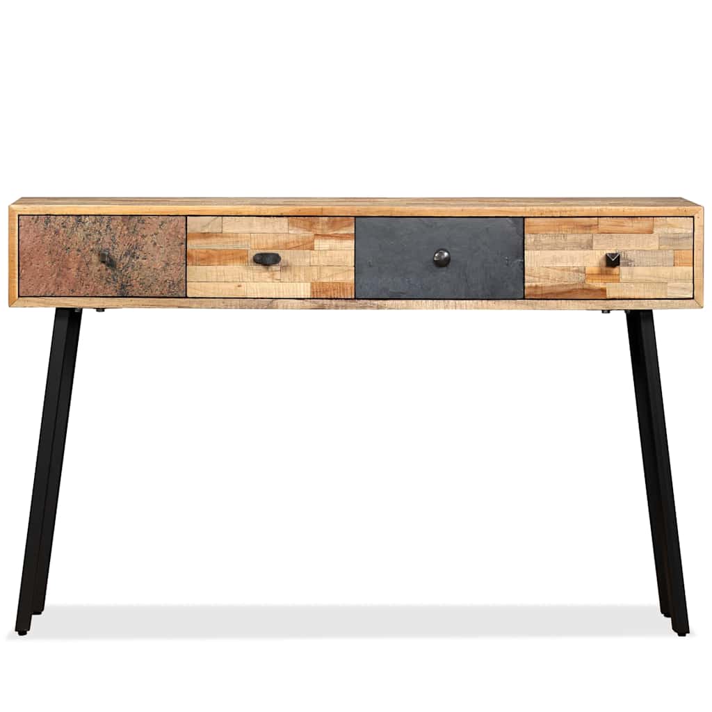 Konzolni Stol od Masivne Obnovljene Tikovine 120x30x76 cm
