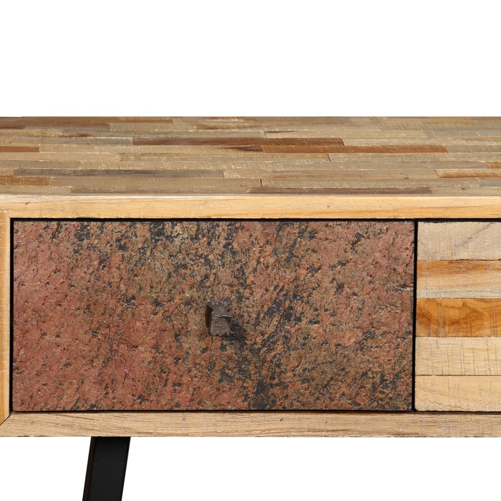 Konzolni Stol od Masivne Obnovljene Tikovine 120x30x76 cm