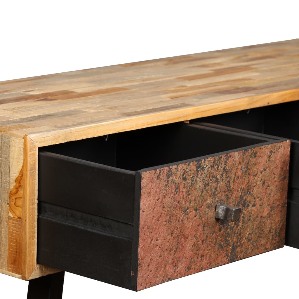 Konzolni Stol od Masivne Obnovljene Tikovine 120x30x76 cm