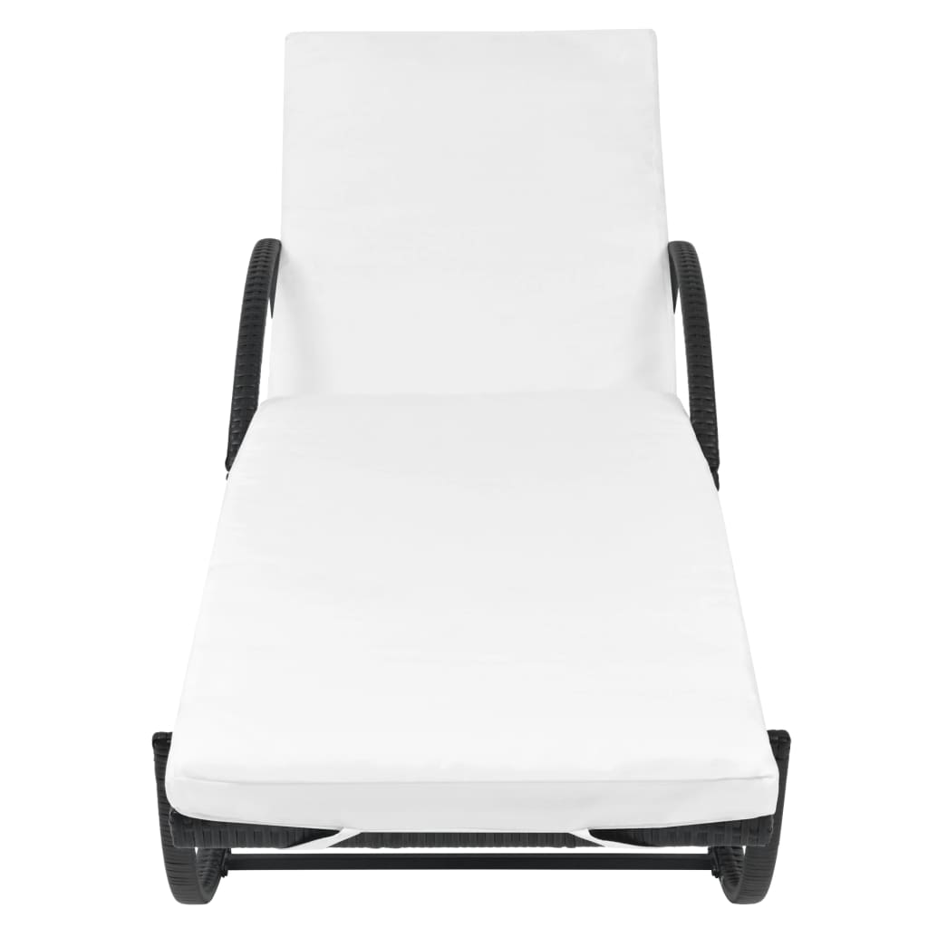 Ležaljke za sunčanje 2 kom sa stolom poliratan crne