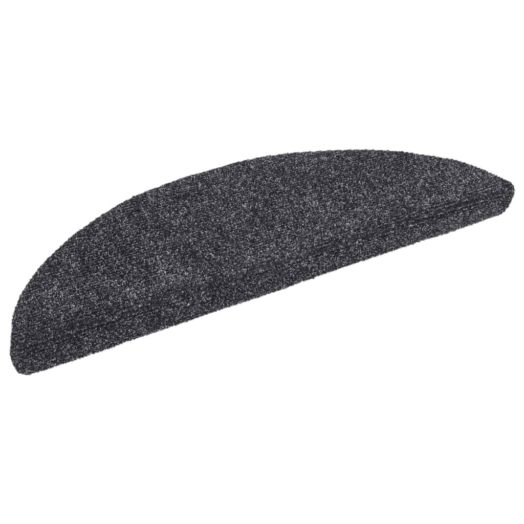 Prostirke za stepenice, samoljepljive, 15 kom, 56x17x3 cm, tamno sive, poluokrugle
