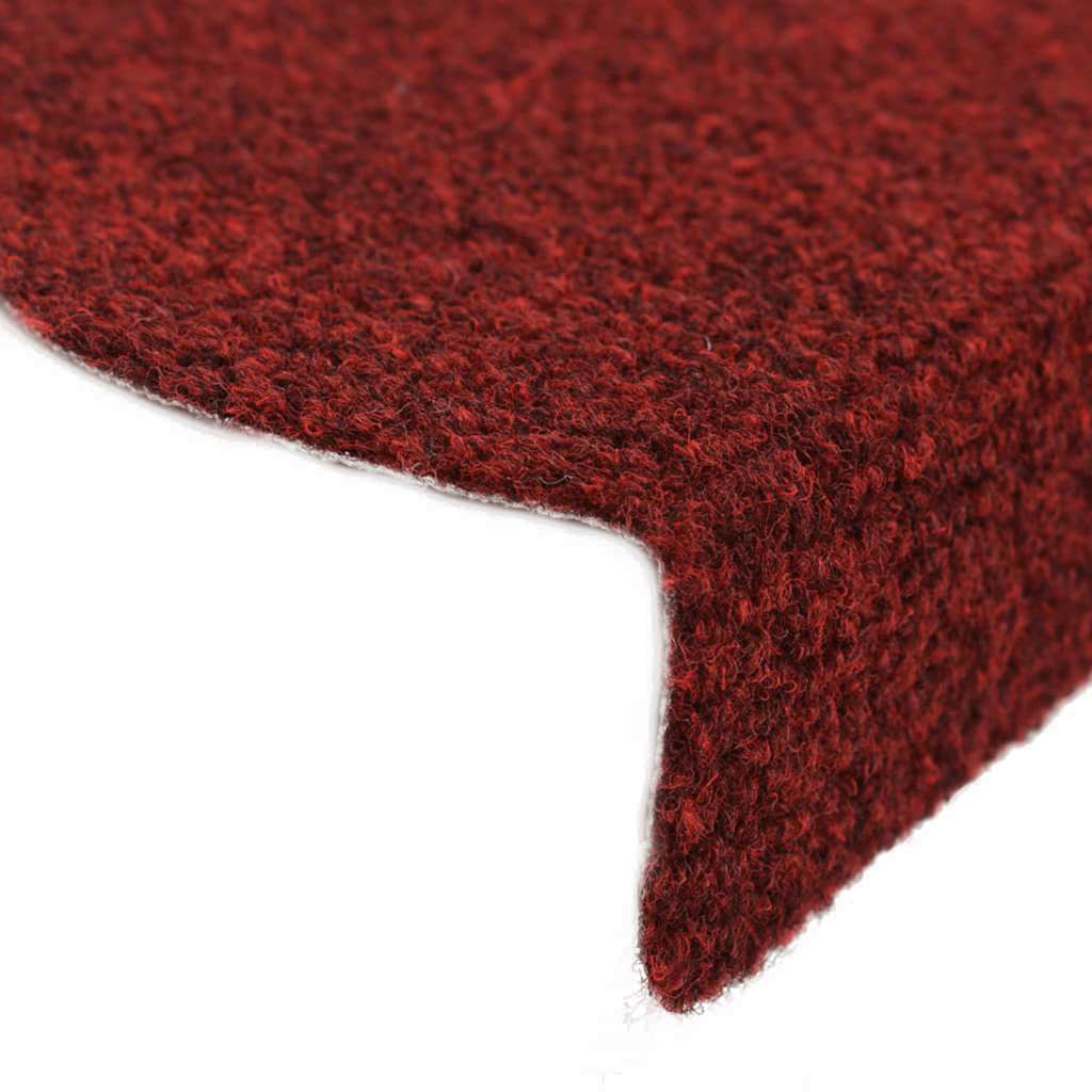 Prostirke za stepenice, samoljepljive, 15 kom, 56x17x3 cm, bordo crvene, poluokrugle
