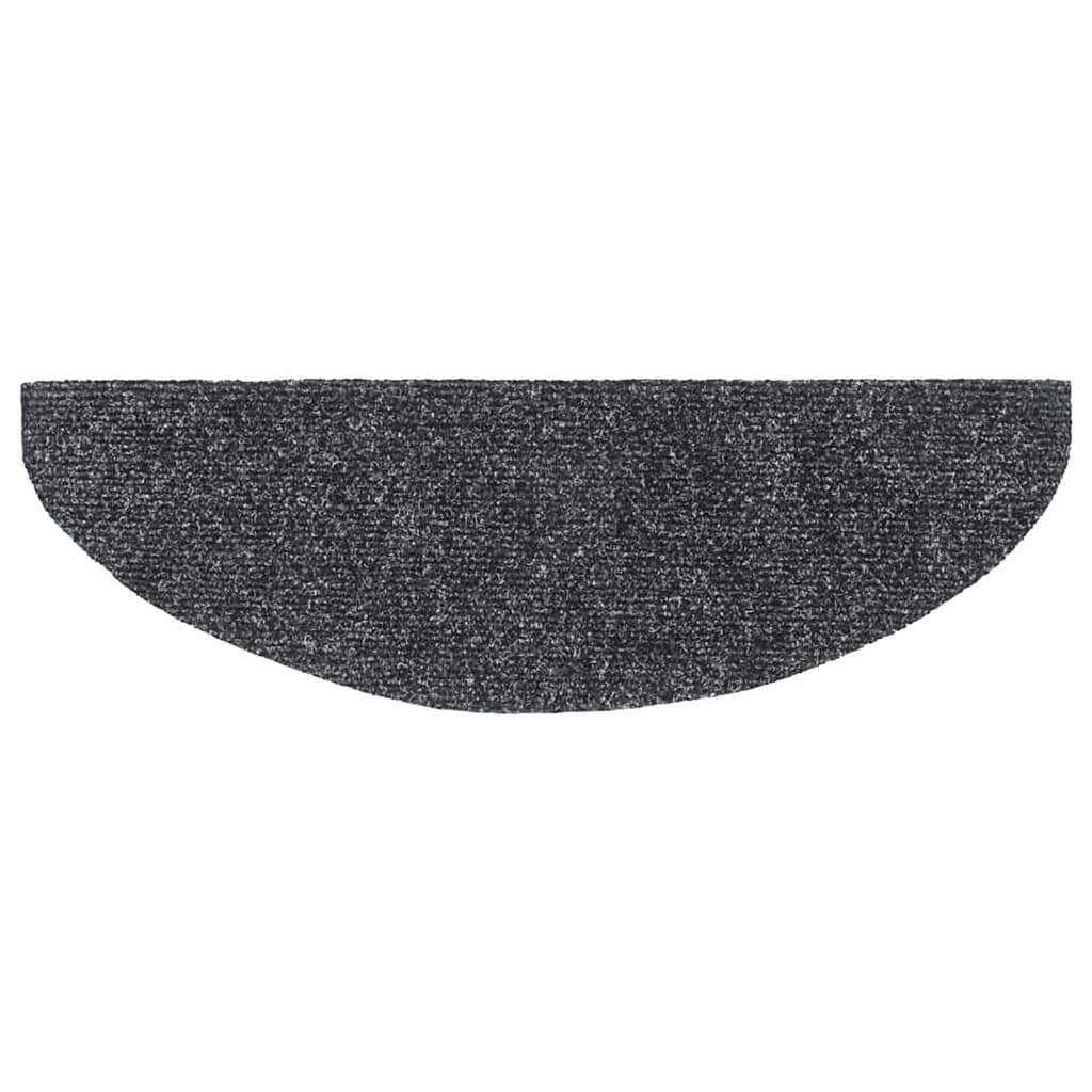 Prostirke za stepenice, samoljepljive, 15 kom, 65x21x4 cm, tamno sive, poluokrugle, velike