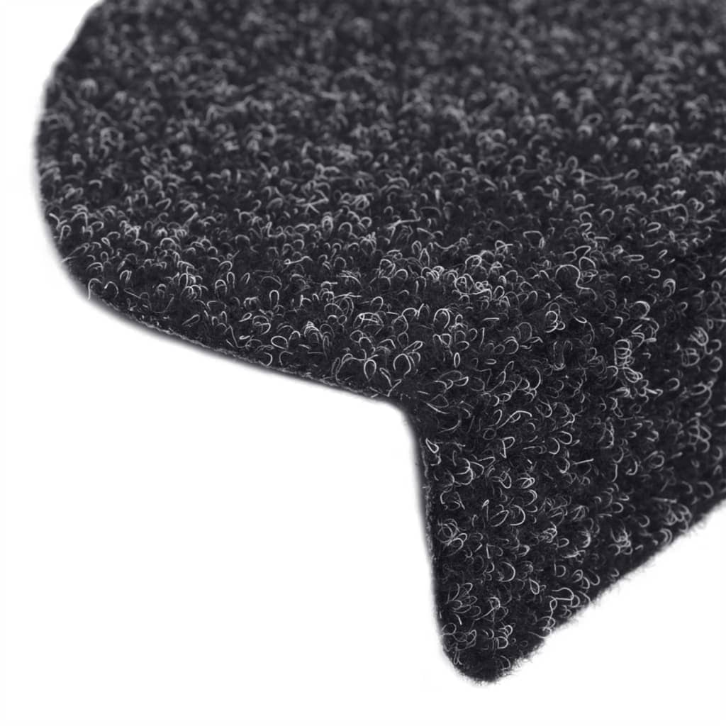 Prostirke za stepenice, samoljepljive, 15 kom, 65x21x4 cm, crne, poluokrugle, velike