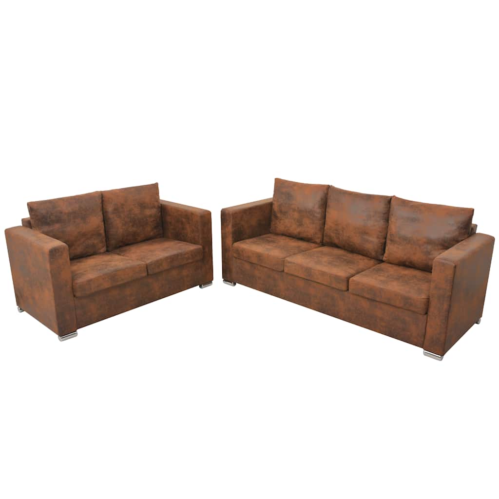 2-dijelni set sofa od umjetne brušene kože