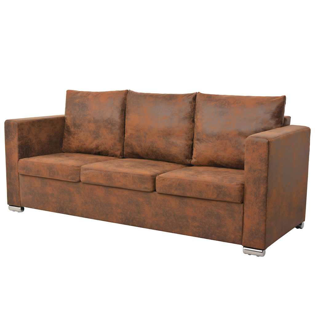 3-dijelni set sofa od umjetne brušene kože