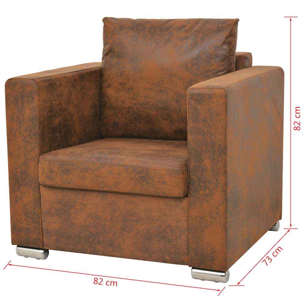 3-dijelni set sofa od umjetne brušene kože