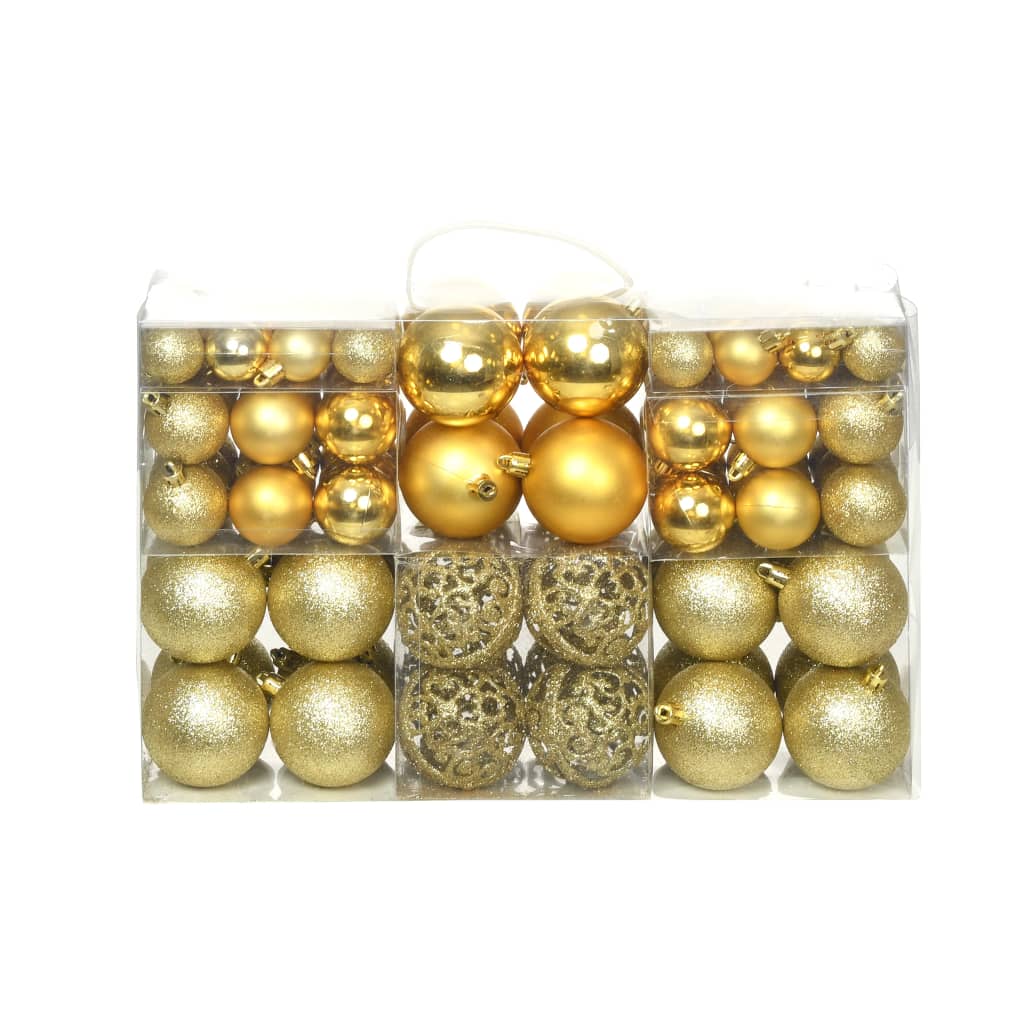 Set božićnih kuglica 100 komada 3/4/6 cm zlatni