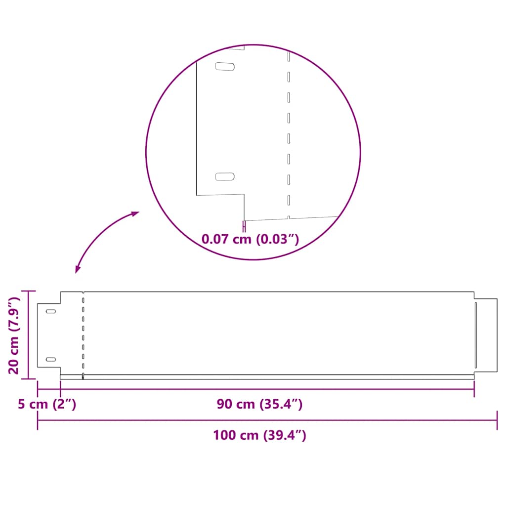 Set ograda za travnjak od pocinčanog čelika 10 kom 100 x 20 cm