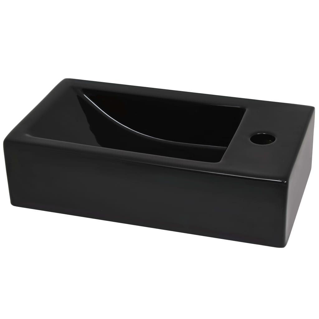 Umivaonik s otvorom pravokutni keramički crni 46x25,5x12 cm