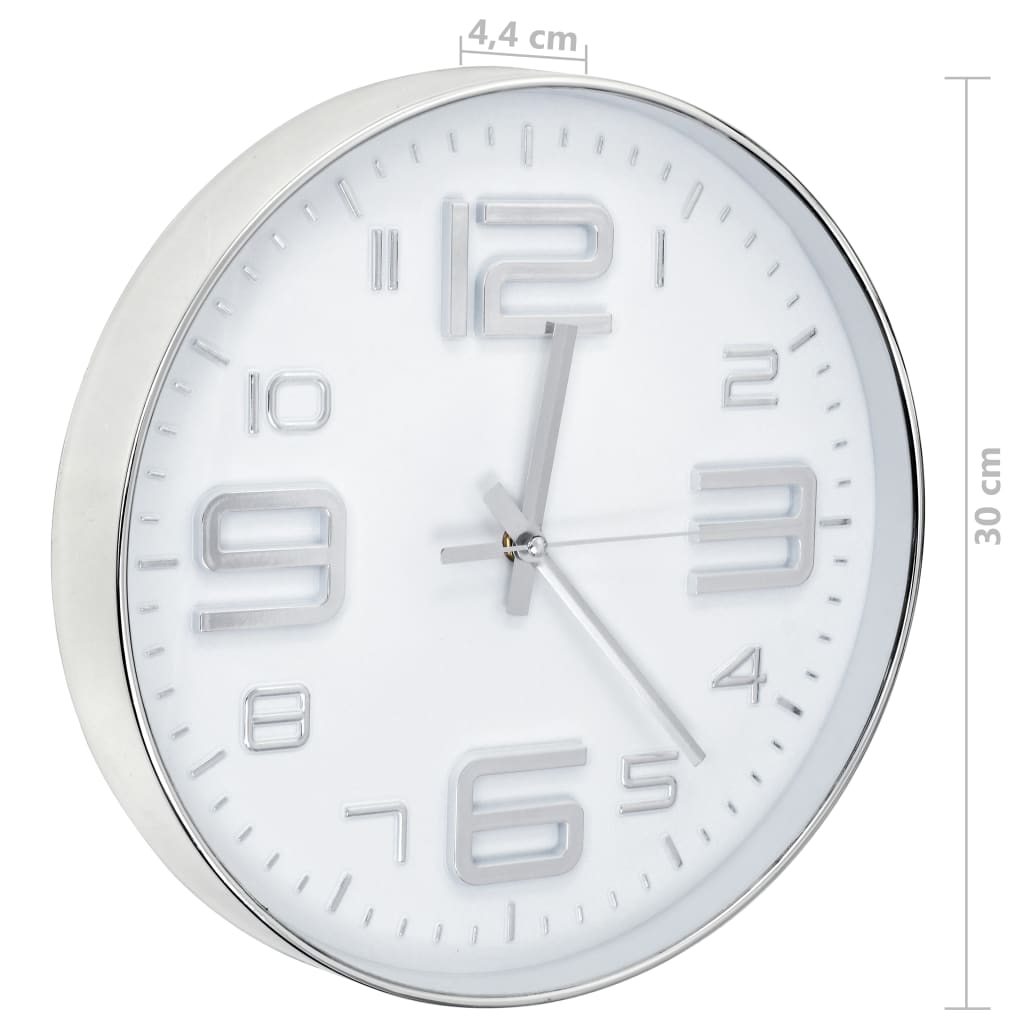 Zidni sat 30 cm srebrni
