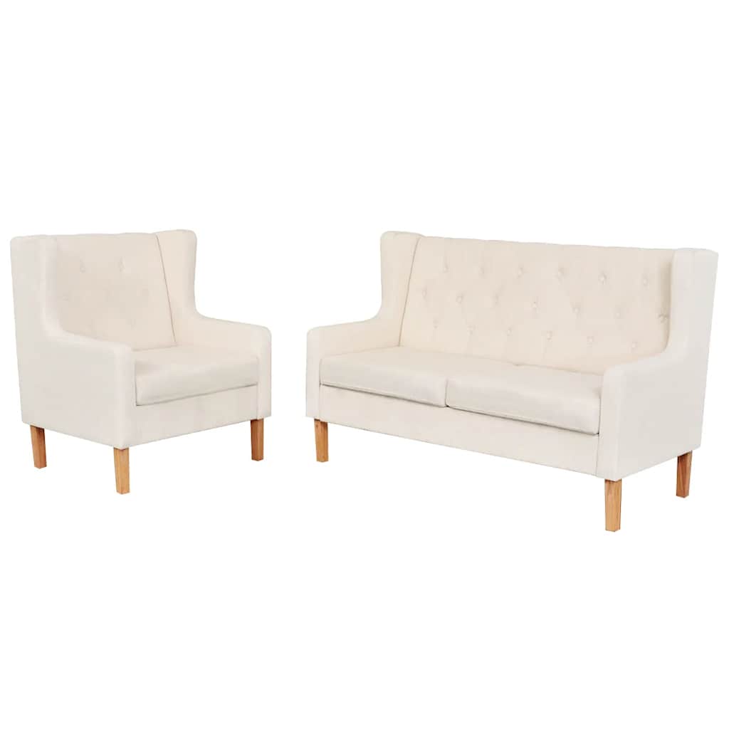 2-dijelni set sofa od tkanine krem bijeli