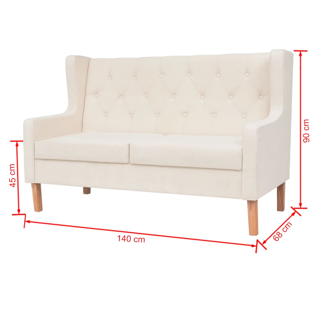 2-dijelni set sofa od tkanine krem bijeli