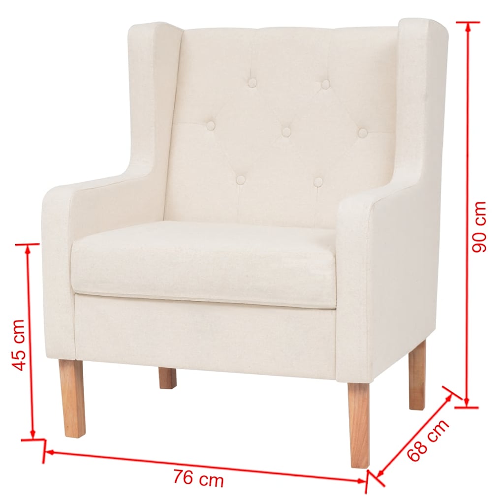 2-dijelni set sofa od tkanine krem bijeli