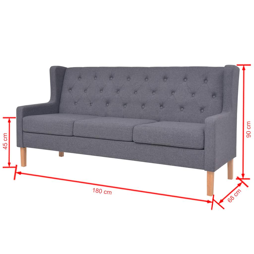 2-dijelni set sofa od tkanine sivi