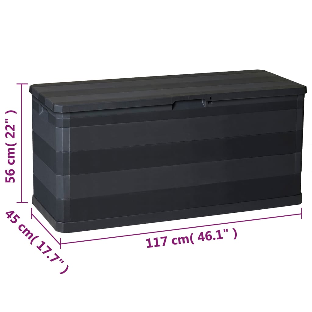 Vrtna kutija za pohranu crna 117 x 45 x 56 cm