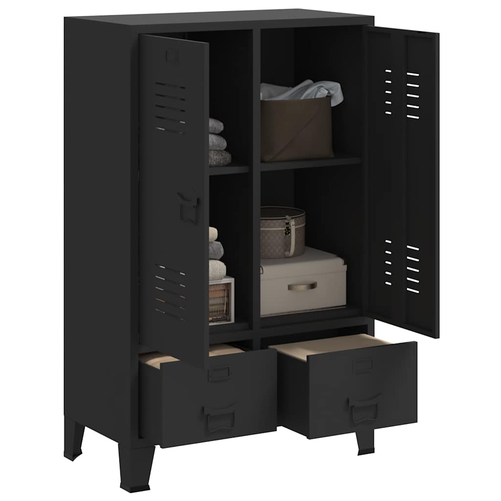 Ormar od metala u industrijskom stilu 67 x 35 x 107 cm crni