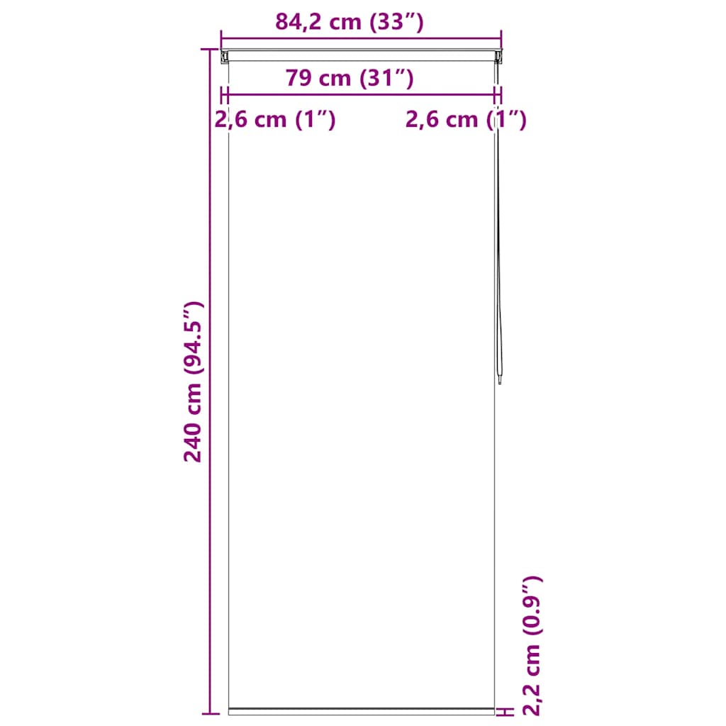 Roleta za tuš 80 x 240 cm s uzorkom kvadrata