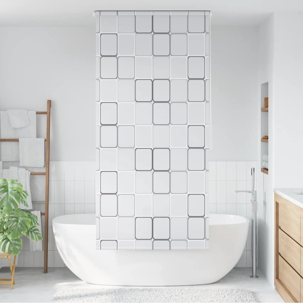 Roleta za tuš 80 x 240 cm s uzorkom kvadrata