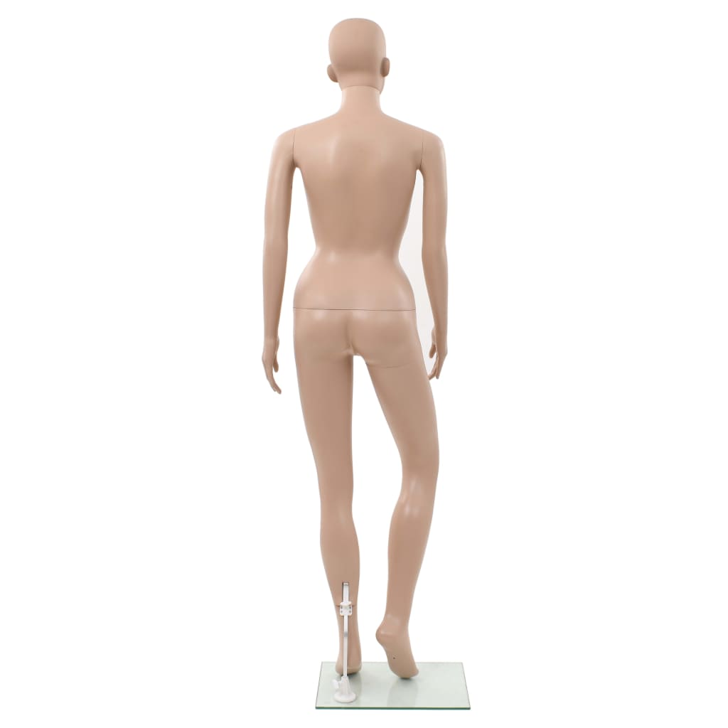 Seksi ženska lutka za izlog sa staklenim postoljem bež 180 cm
